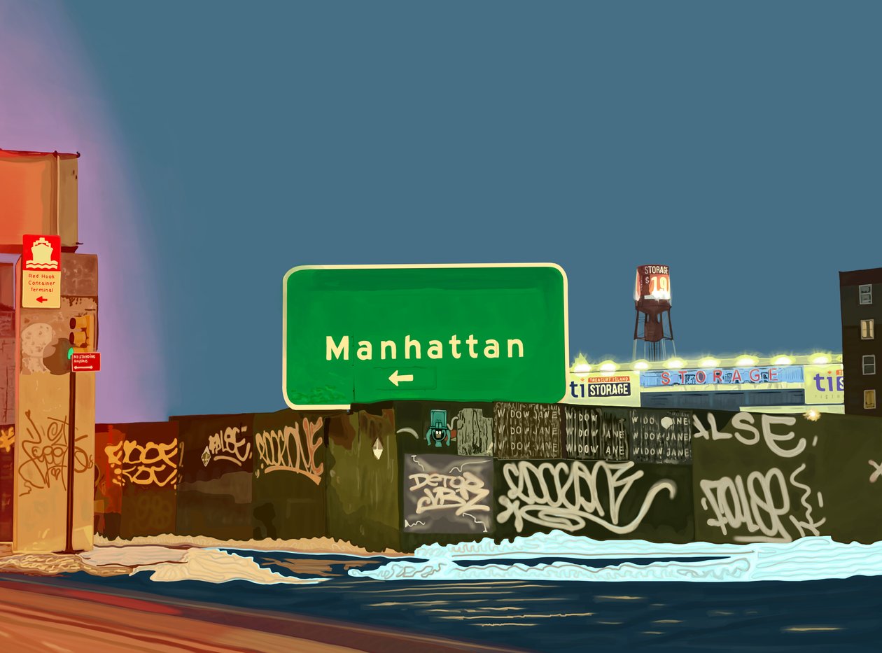 Hamilton Avenue Exit, Brooklyn (digitale kunst) door Evan Sklar