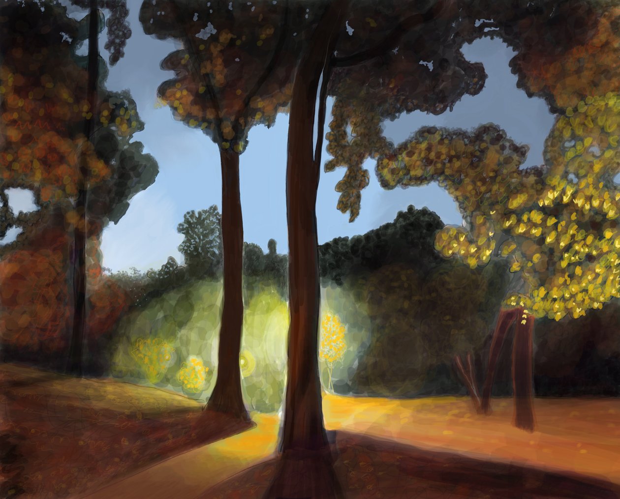 Prospect Park, eerste licht (digitale kunst) door Evan Sklar