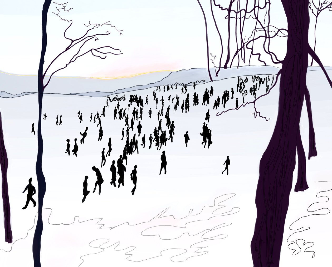 Prospect Park, winter (digitale kunst) door Evan Sklar