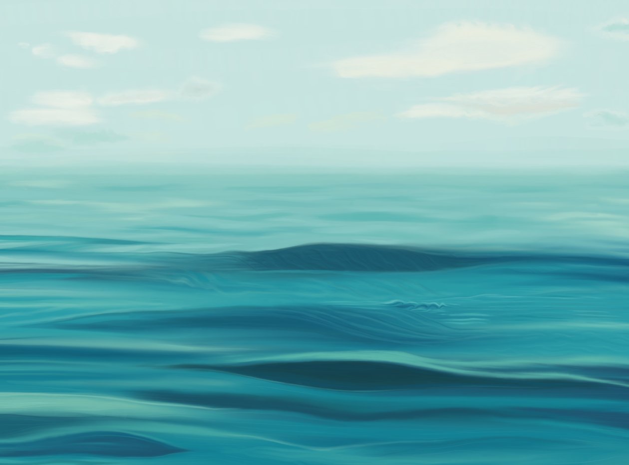 Zee, lucht en nevel. (digitale kunst) door Evan Sklar
