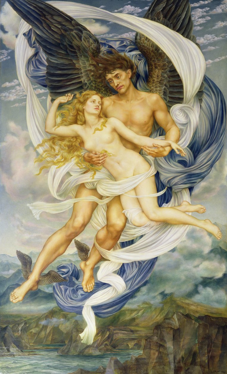 Boreas en Oreithyia door Evelyn De Morgan