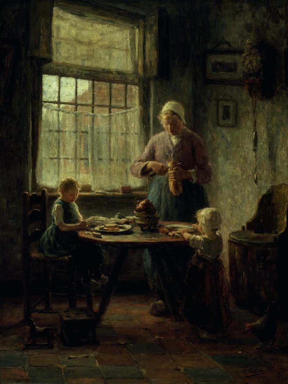 Een Familiediner, ca. 1890 door Evert Pieters