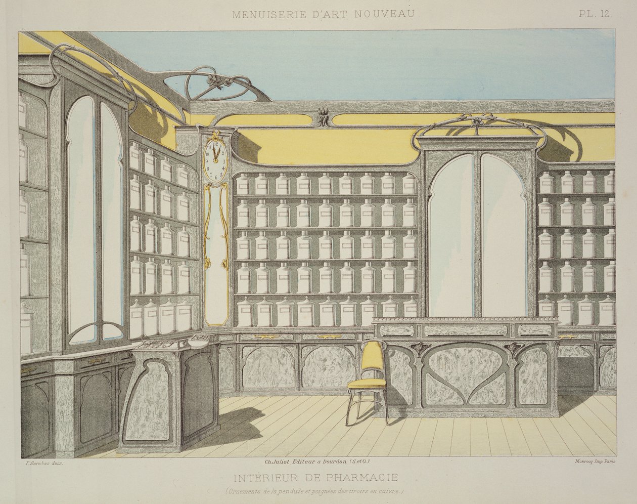 Apotheek interieur, illustratie uit 