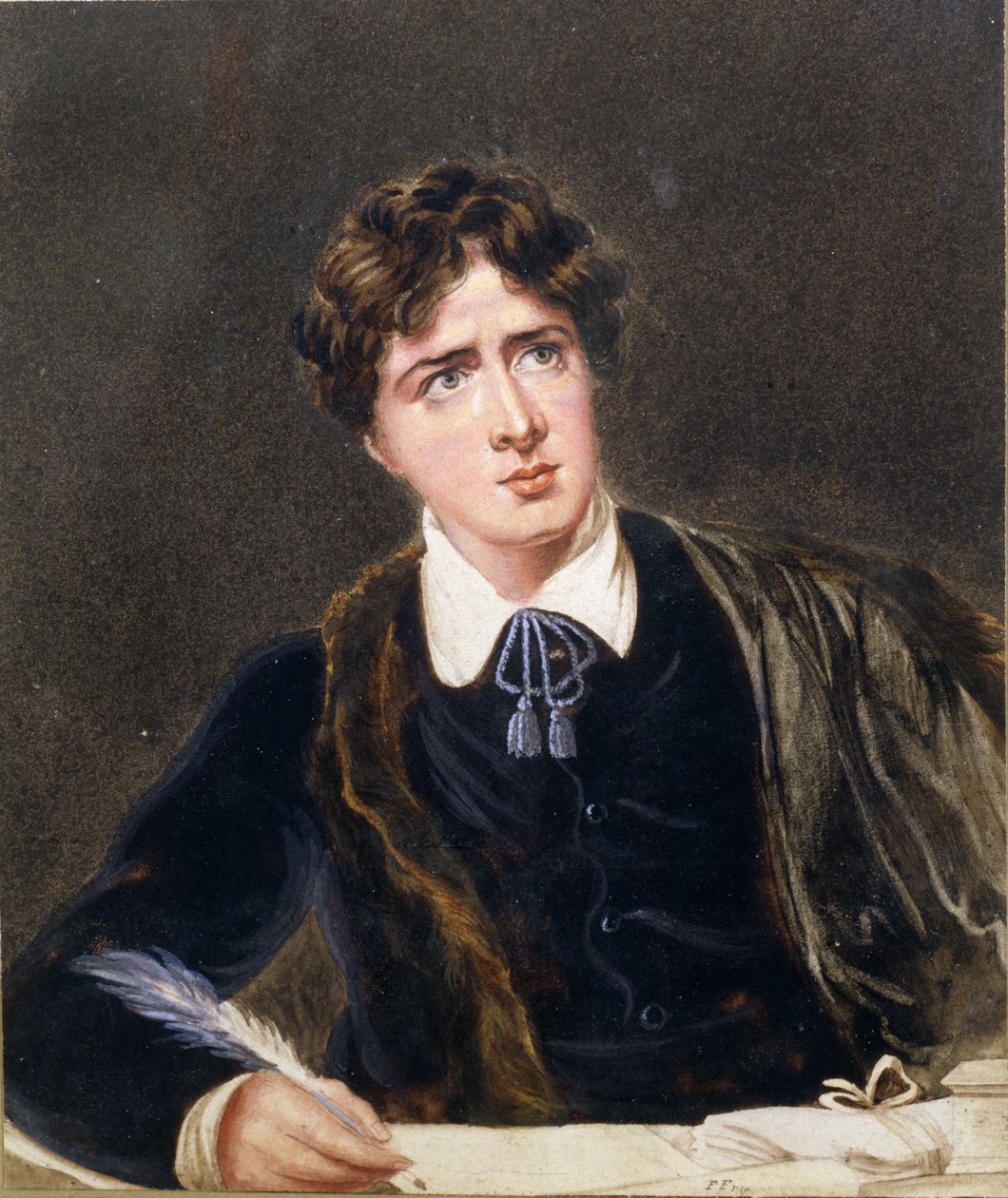 Portret van een Man die Schrijft, mogelijk Oscar Wilde, ca. 1880 door F. Fry