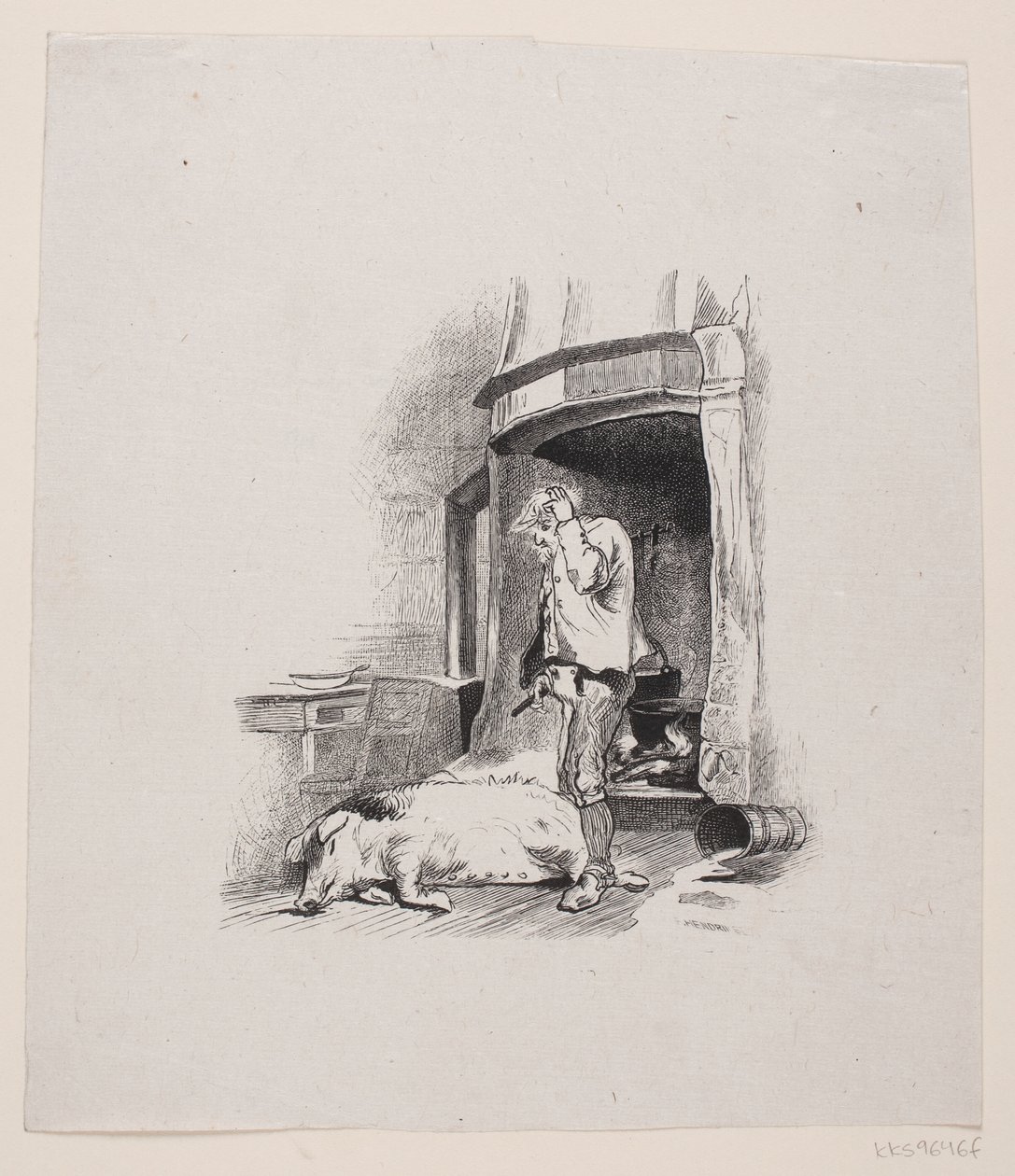 Illustratie voor "De man die thuis moest blijven" door F. Hendriksen