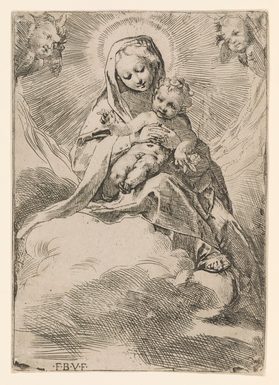 Maagd en kind in de wolken door Federico Barocci