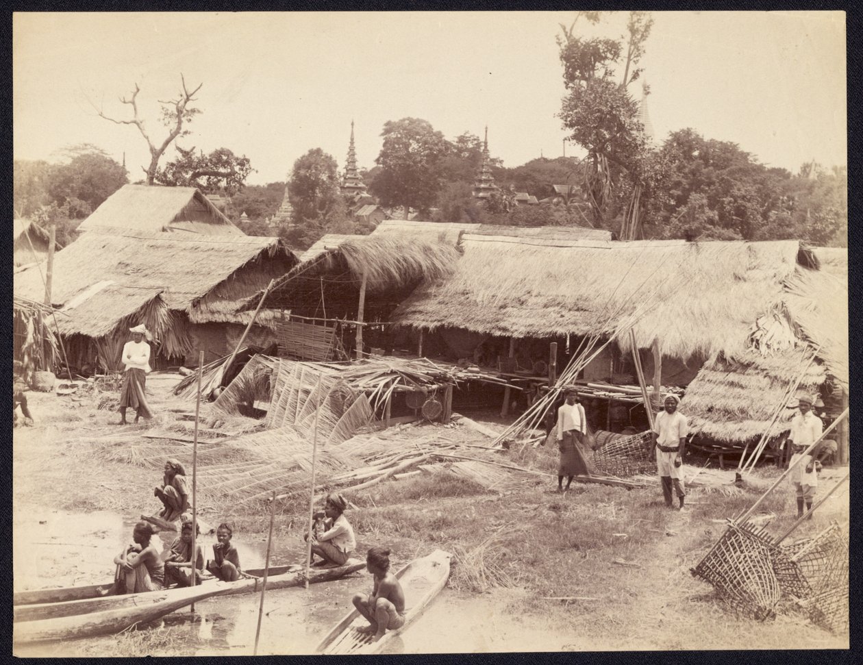 [Inheems dorp langs de Irrawaddy-rivier]. door Felice Beato