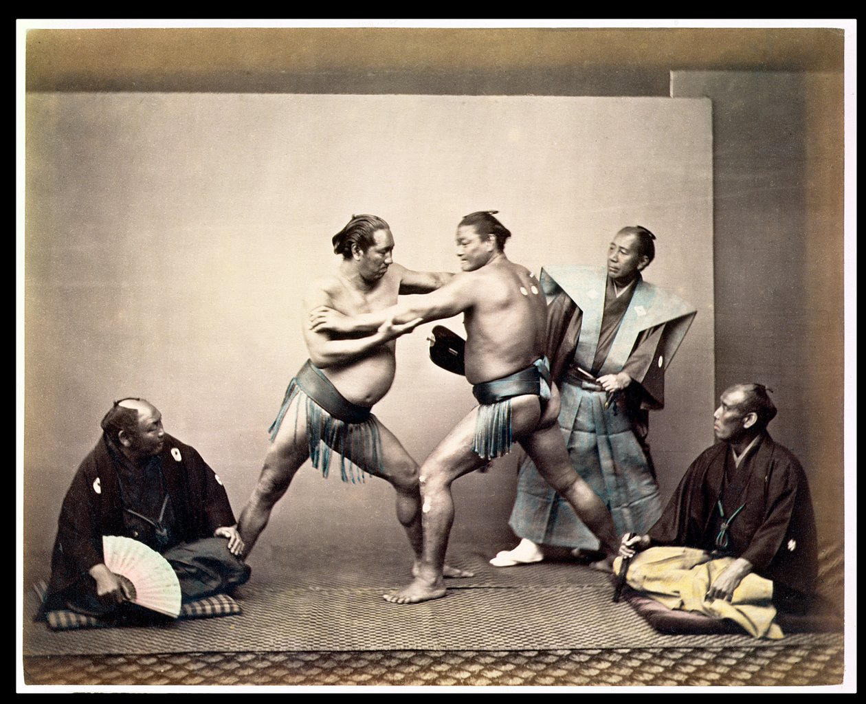 Sumoworstelaars, c.1870-80 door Felice Beato