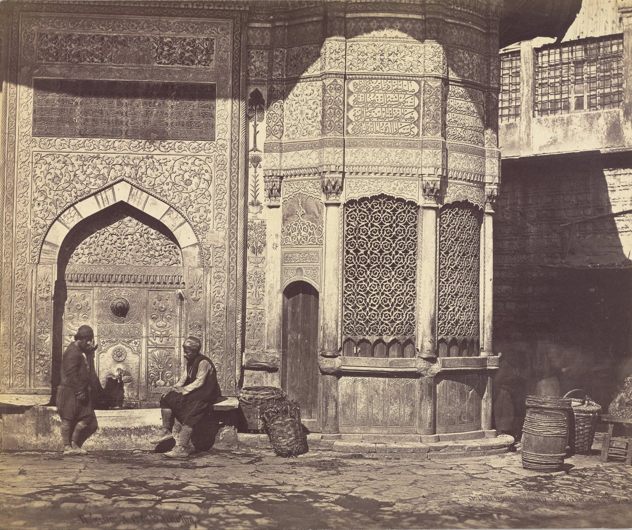 De oude fontein bij de oude brug door Felice Beato
