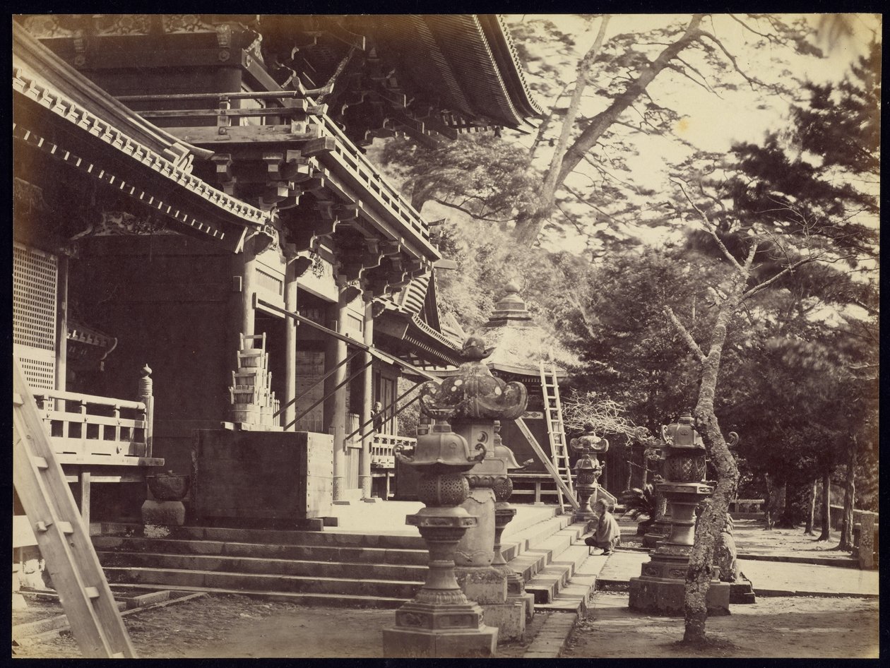De tempel van Hatchiman, Kamakura door Felice Beato