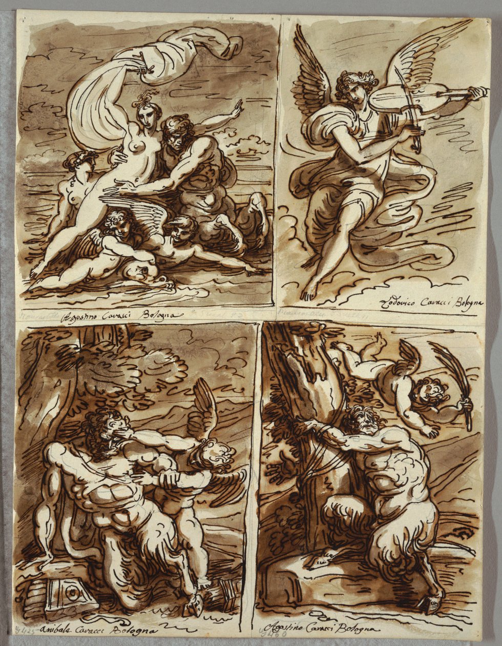 Glauco en Scylla, studie naar Agostino Carracci door Felice Giani