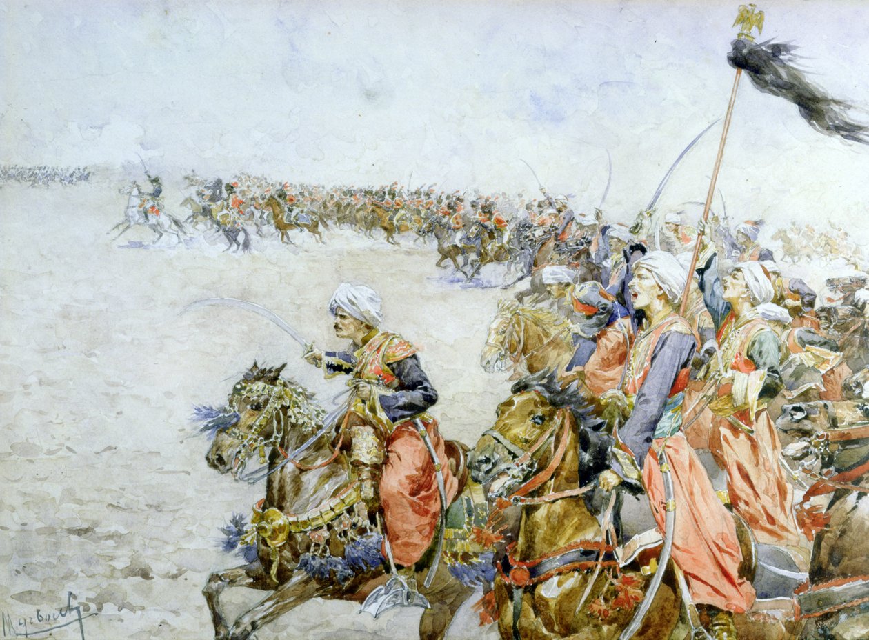 Aanval van de Mamelukken bij de Slag bij Austerlitz, 2 december 1805 door Felicien baron de Myrbach Rheinfeld