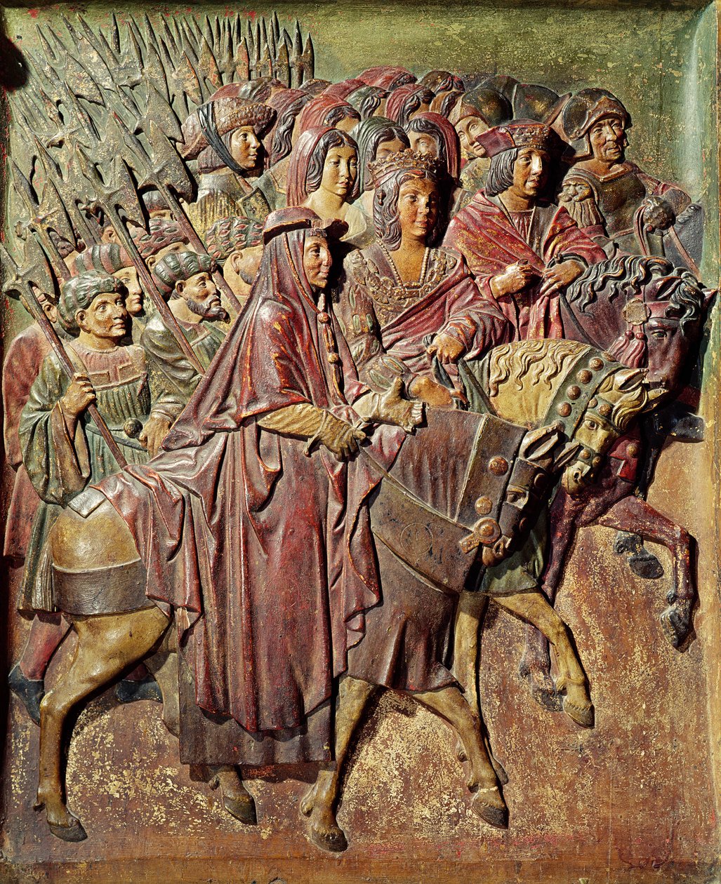 Reliëf dat de intocht van Koning Ferdinand II van Aragon en Koningin Isabella I van Castilië in Granada toont door Felipe Bigarny or Vigarny
