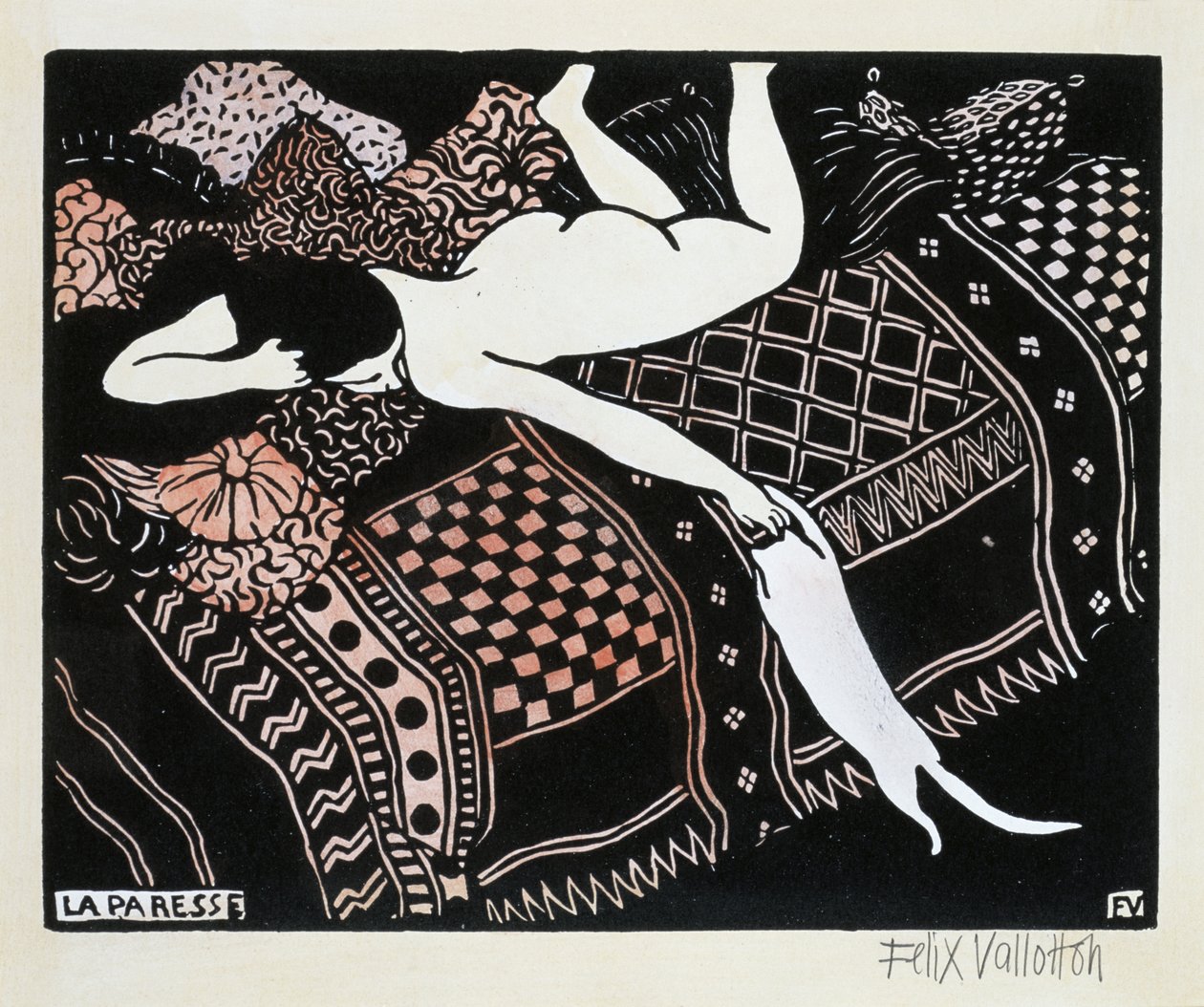 La Paresse, 1896 (houtsnede op papier) door Felix Edouard Vallotton