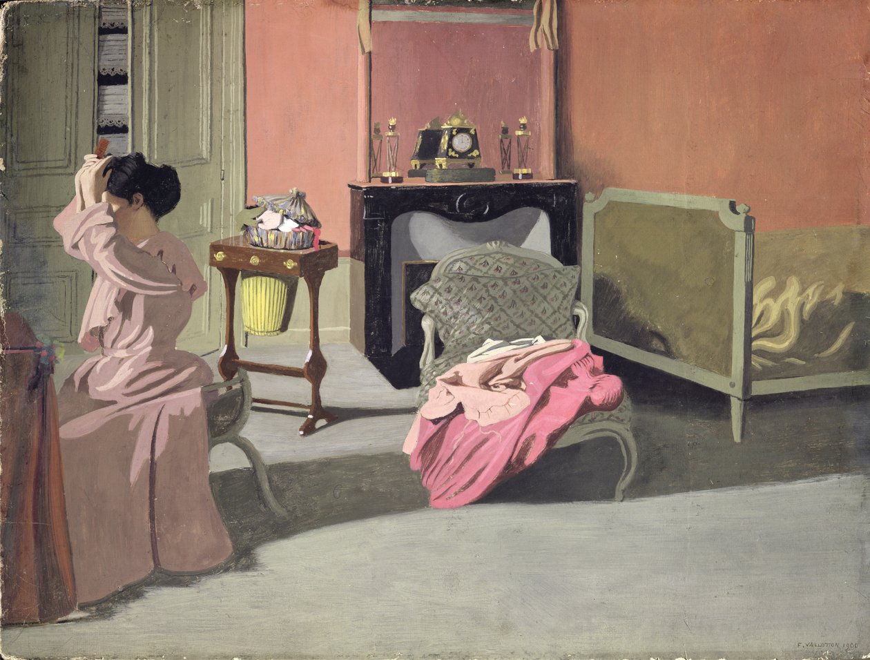 Vrouw die haar haar doet, 1900 door Felix Edouard Vallotton