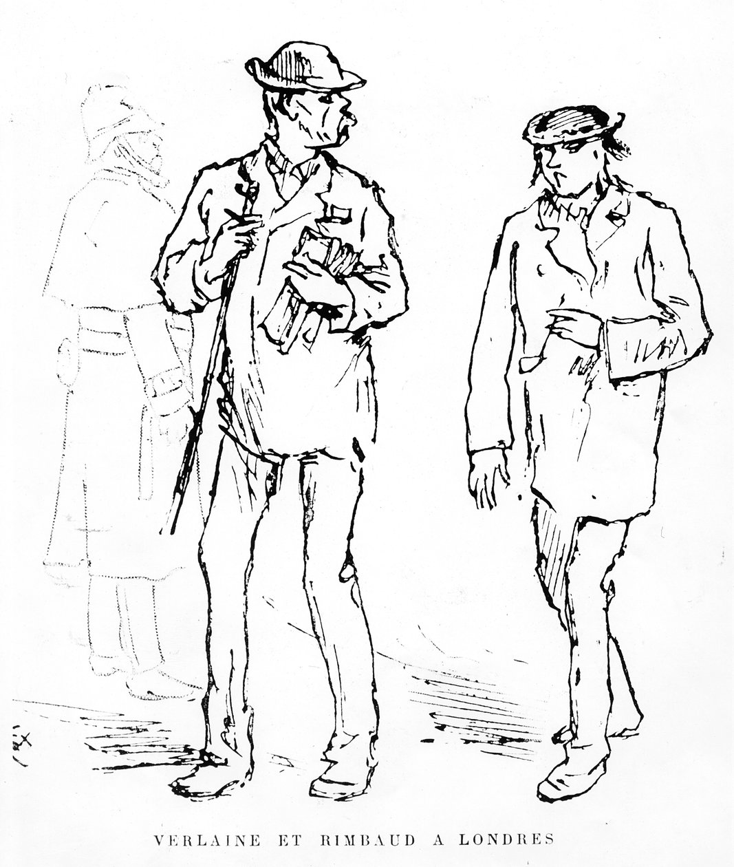Paul Verlaine en Arthur Rimbaud in Londen, 1872 door Felix Regamey
