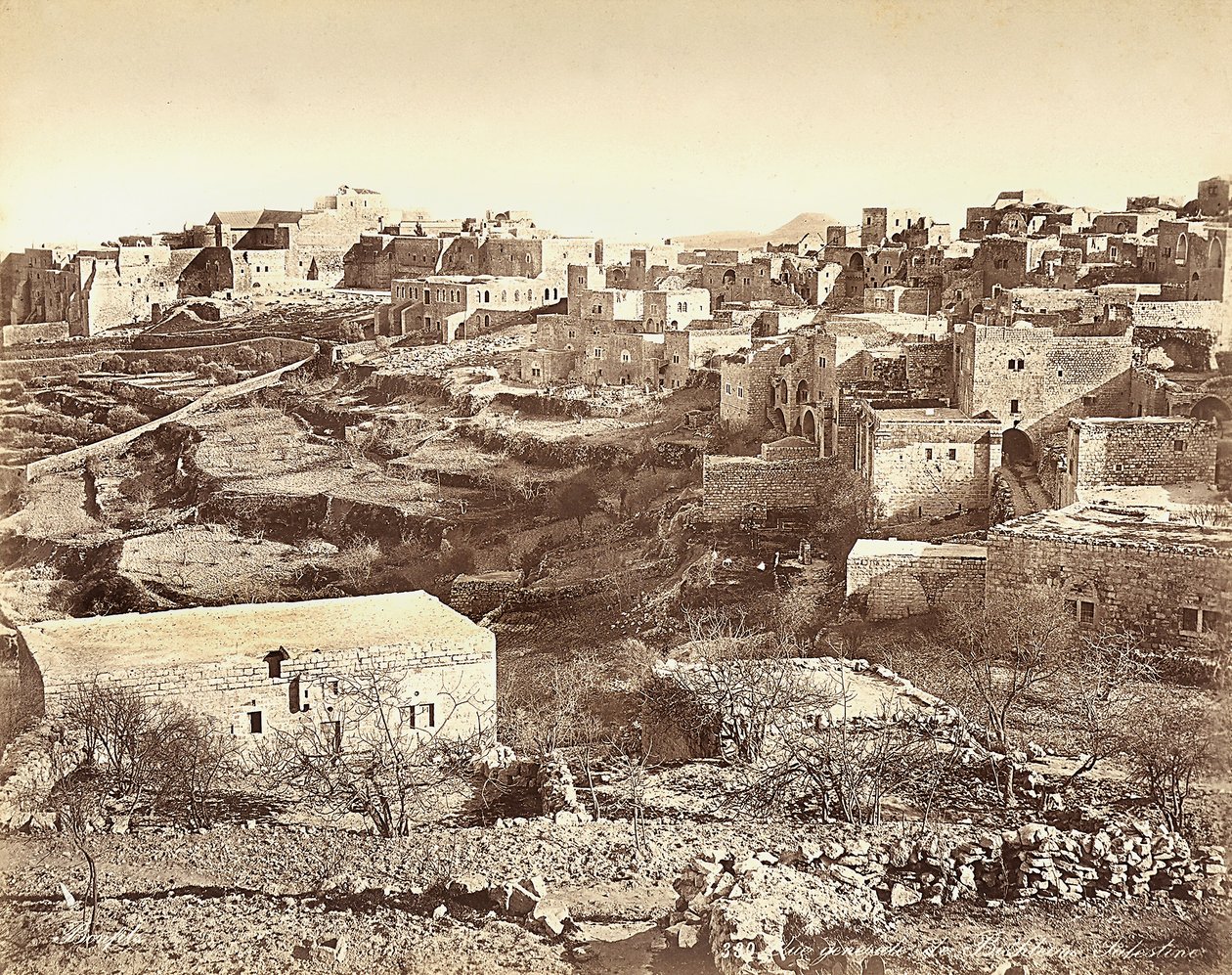 Panoramisch uitzicht op Bethlehem, Israël door Félix Bonfils