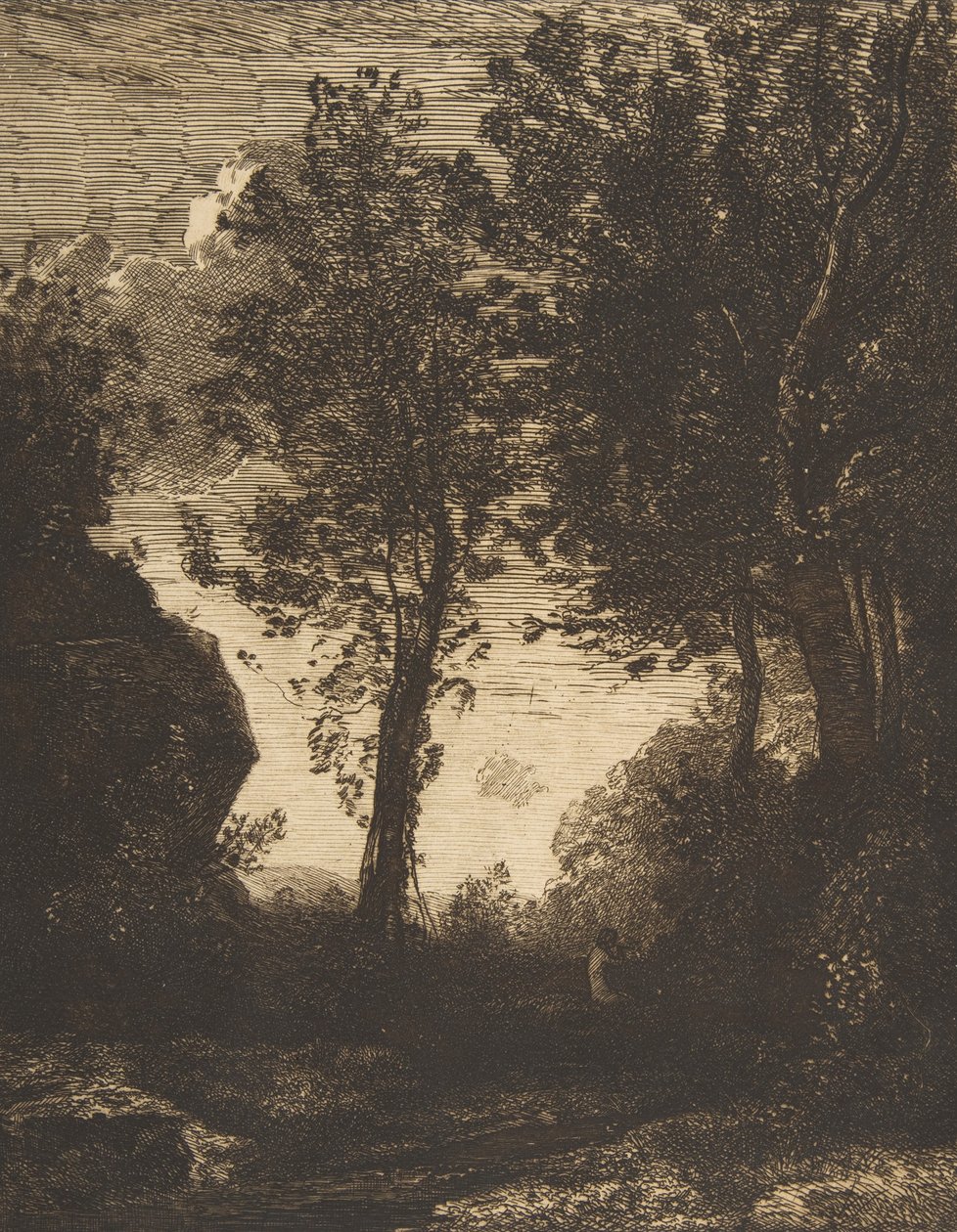 Zonsondergang, 1858 door Felix Bracquemond