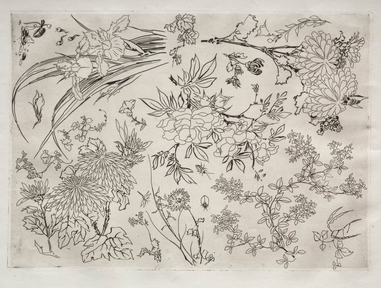 Dinerservies (Rousseau-servies): Bloemen (nr. 23) door Felix Bracquemond