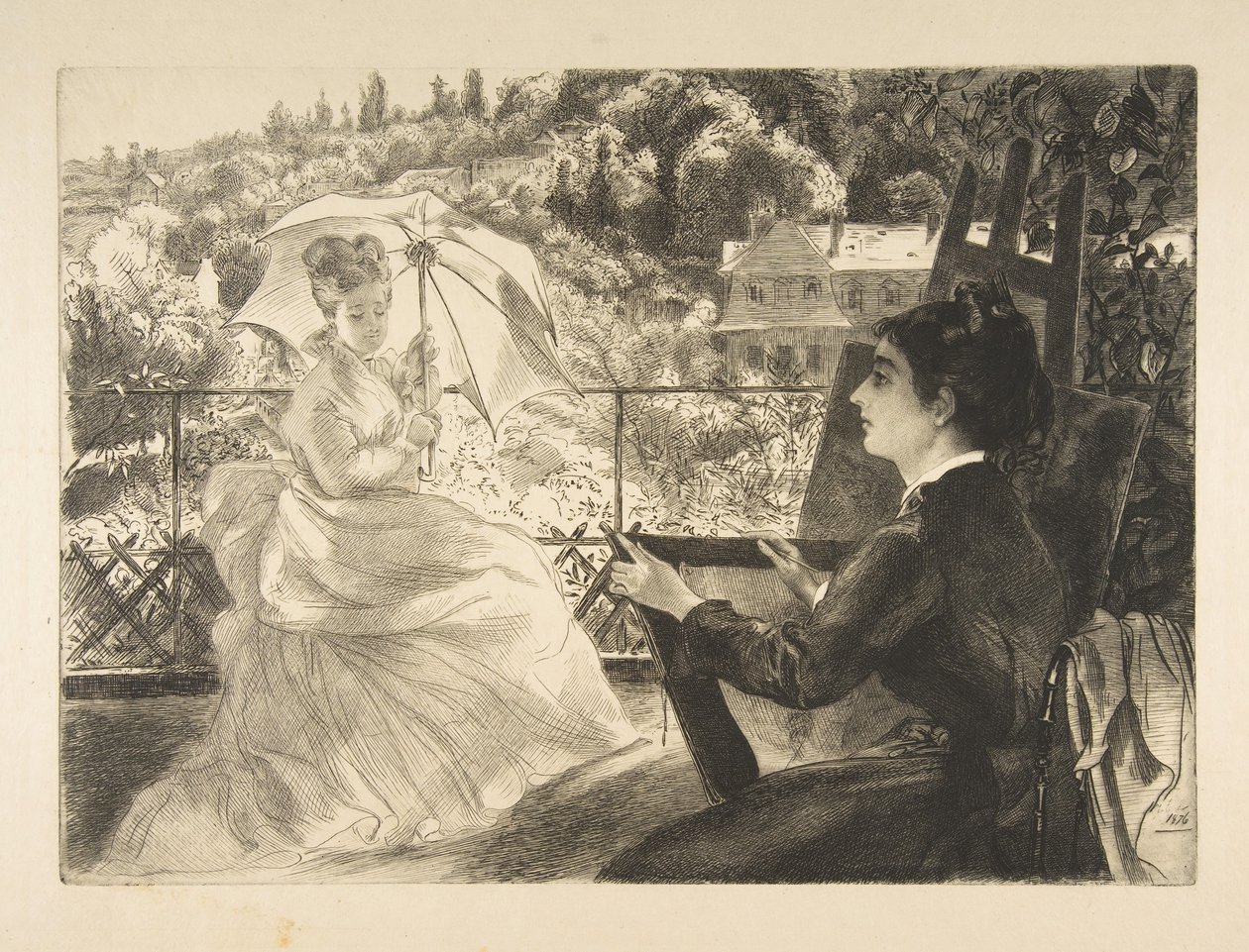 La Terrasse de la Villa Brancas door Felix Bracquemond