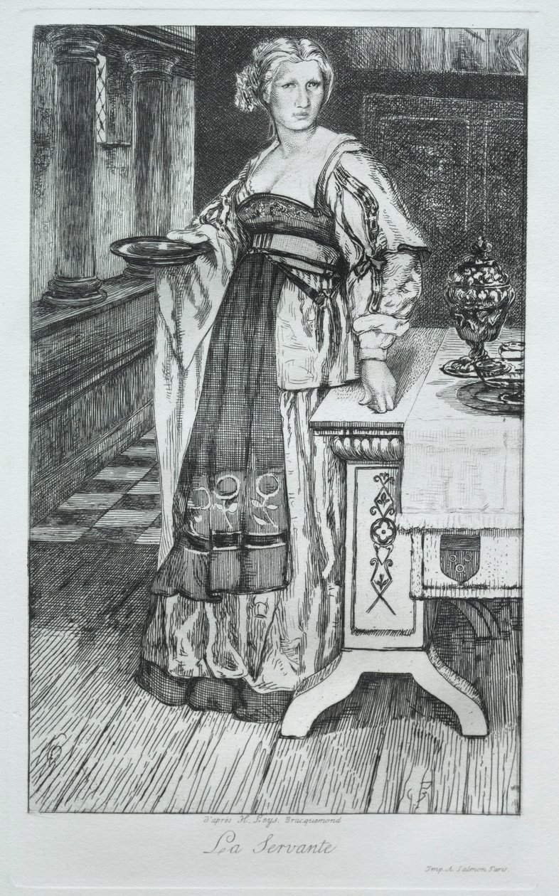 De Dienstmeid, naar H. Leys, 1868 door Felix Bracquemond