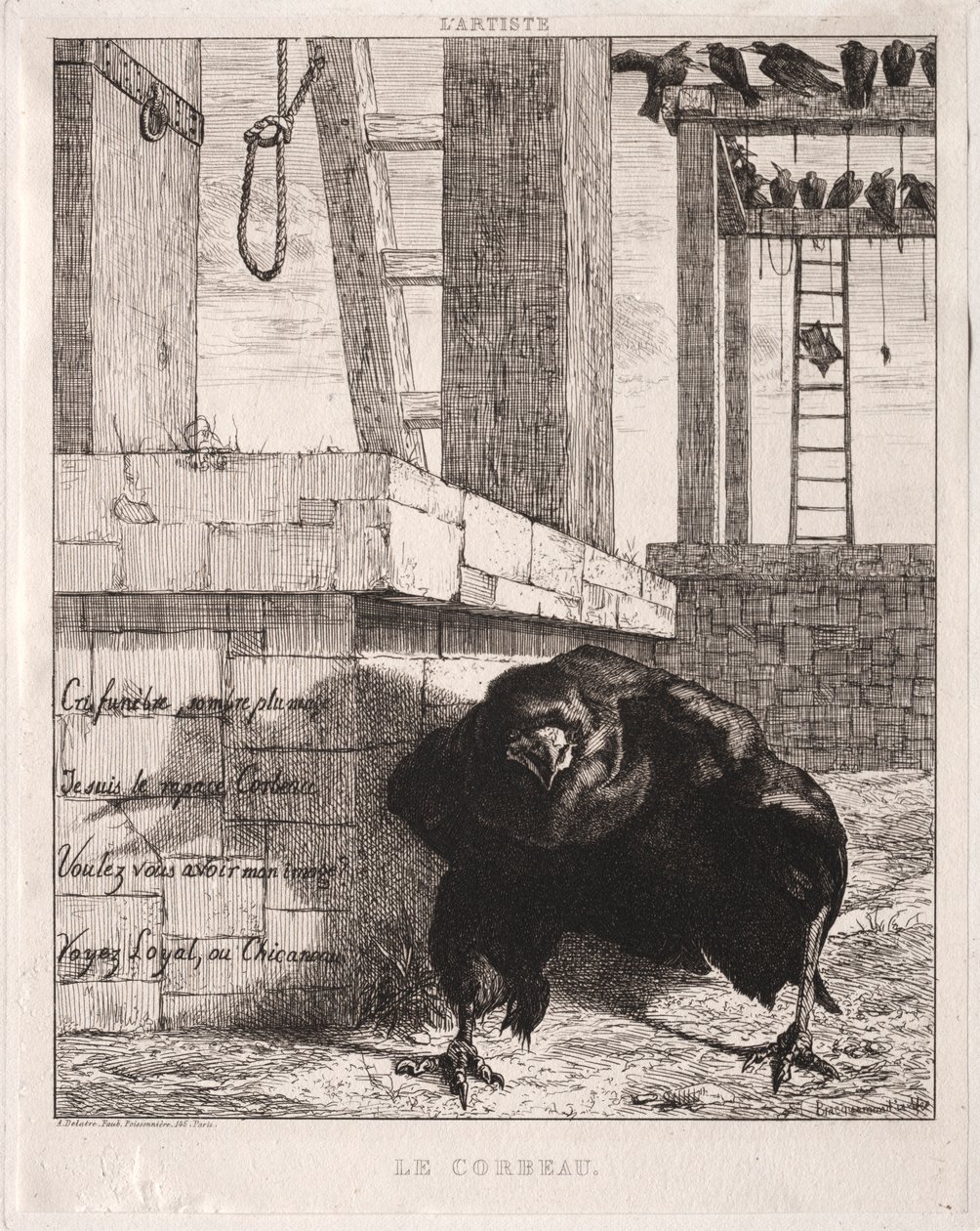 De Raaf, 1854 door Felix Bracquemond