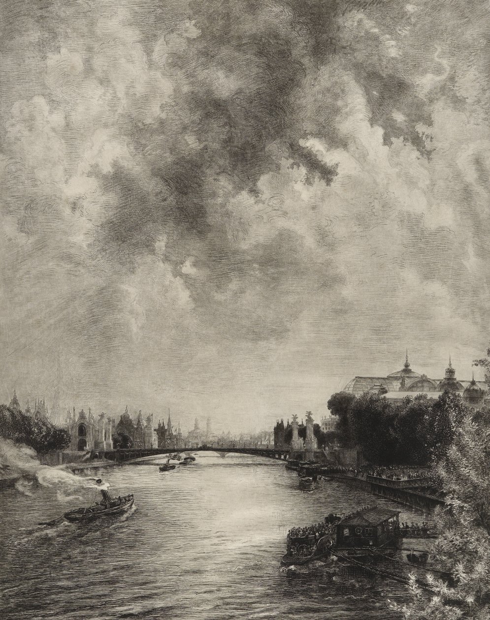 Zonder Titel (Uitzicht op de Seine) door Felix Bracquemond