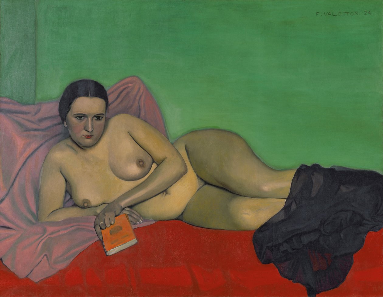 Naakte vrouw met een boek door Felix Edouard Vallotton