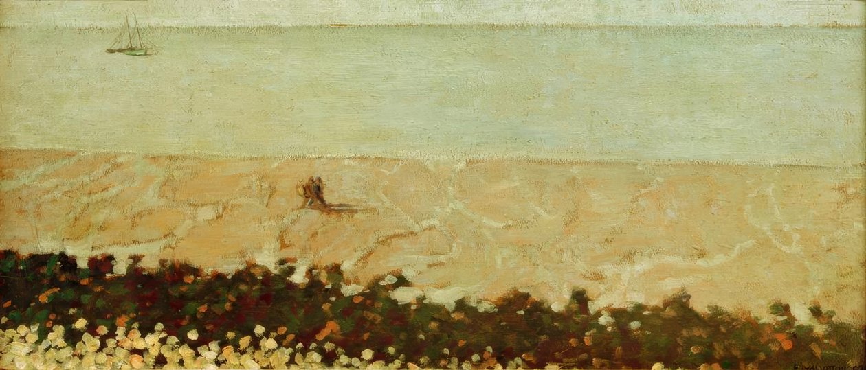 Het strand van Villerville door Felix Edouard Vallotton