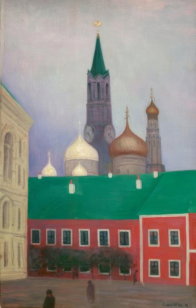 Uitzicht op het Kremlin in de avond door Felix Edouard Vallotton