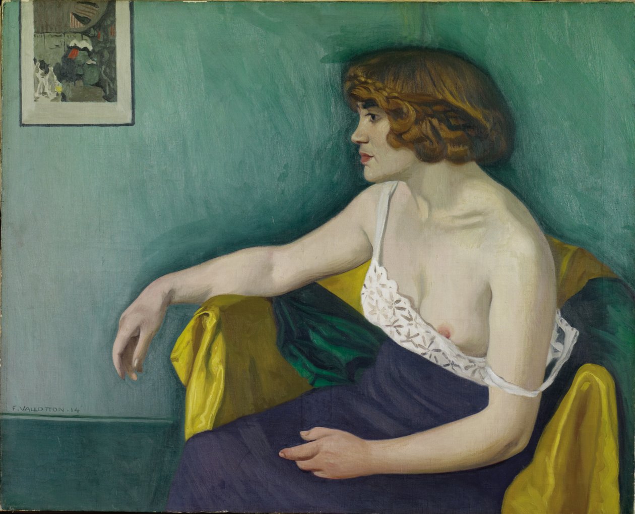 Jonge vrouw zittend in profiel, 1914 door Felix Edouard Vallotton