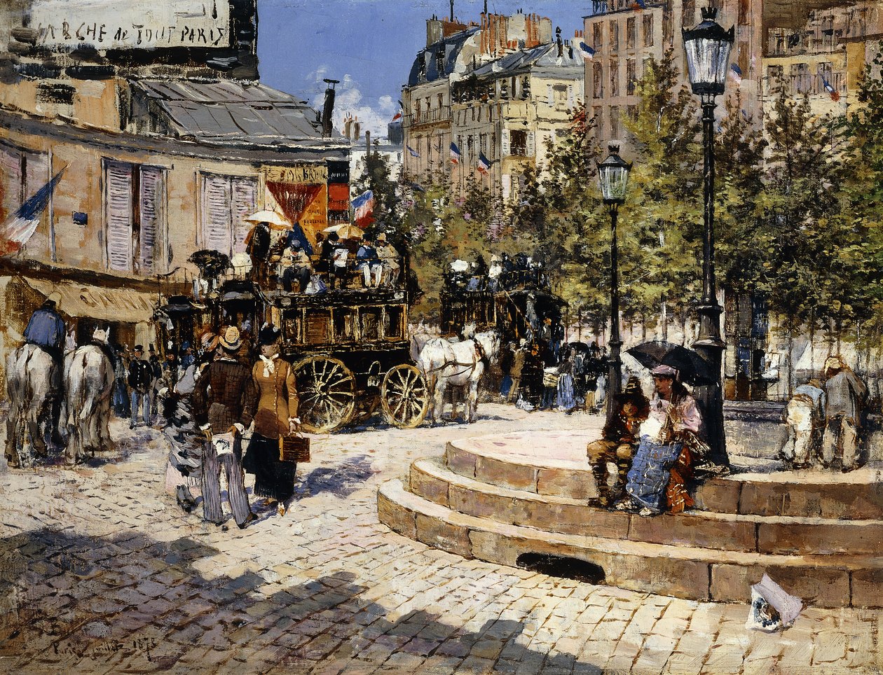 Een druk Parijs plein, 1878 door Felix Hilaire Buhot