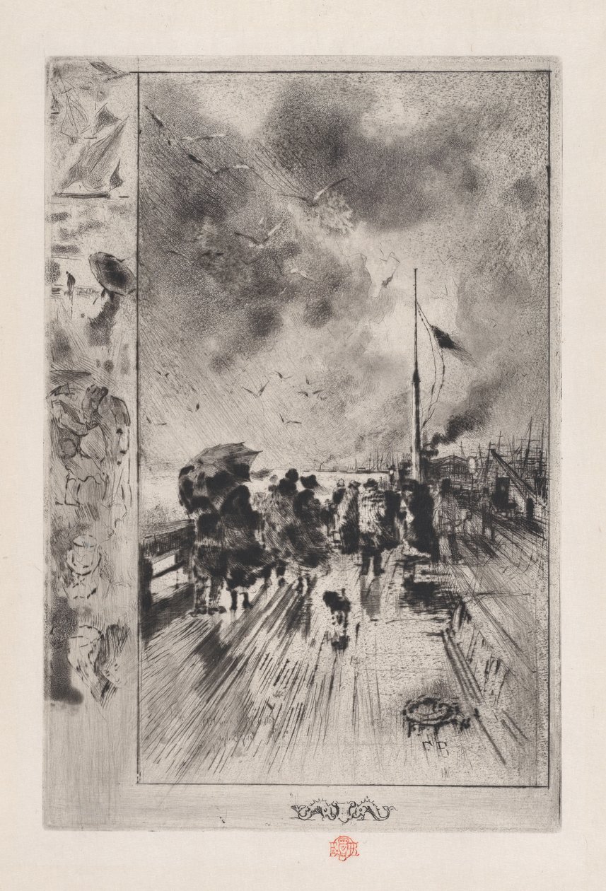 Een steiger in Engeland, 1879 door Felix Hilaire Buhot