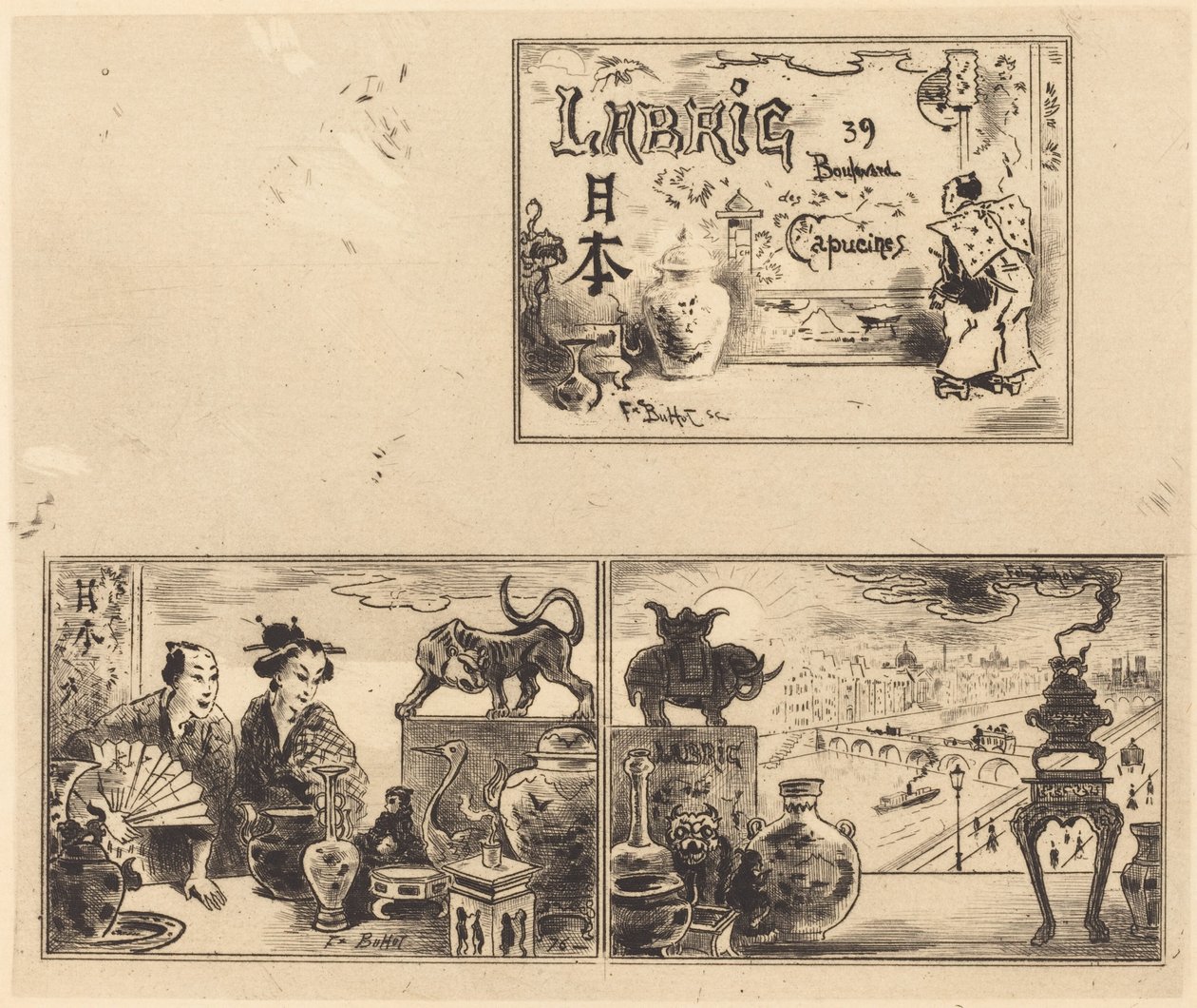 Adres van Labric, 1876 door Felix Hilaire Buhot