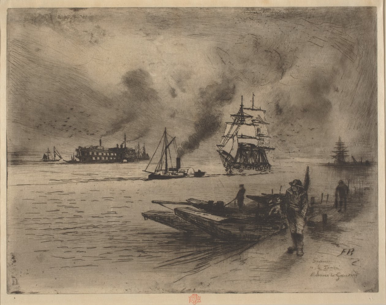 Omgeving van Gravesend, 1883 door Felix Hilaire Buhot