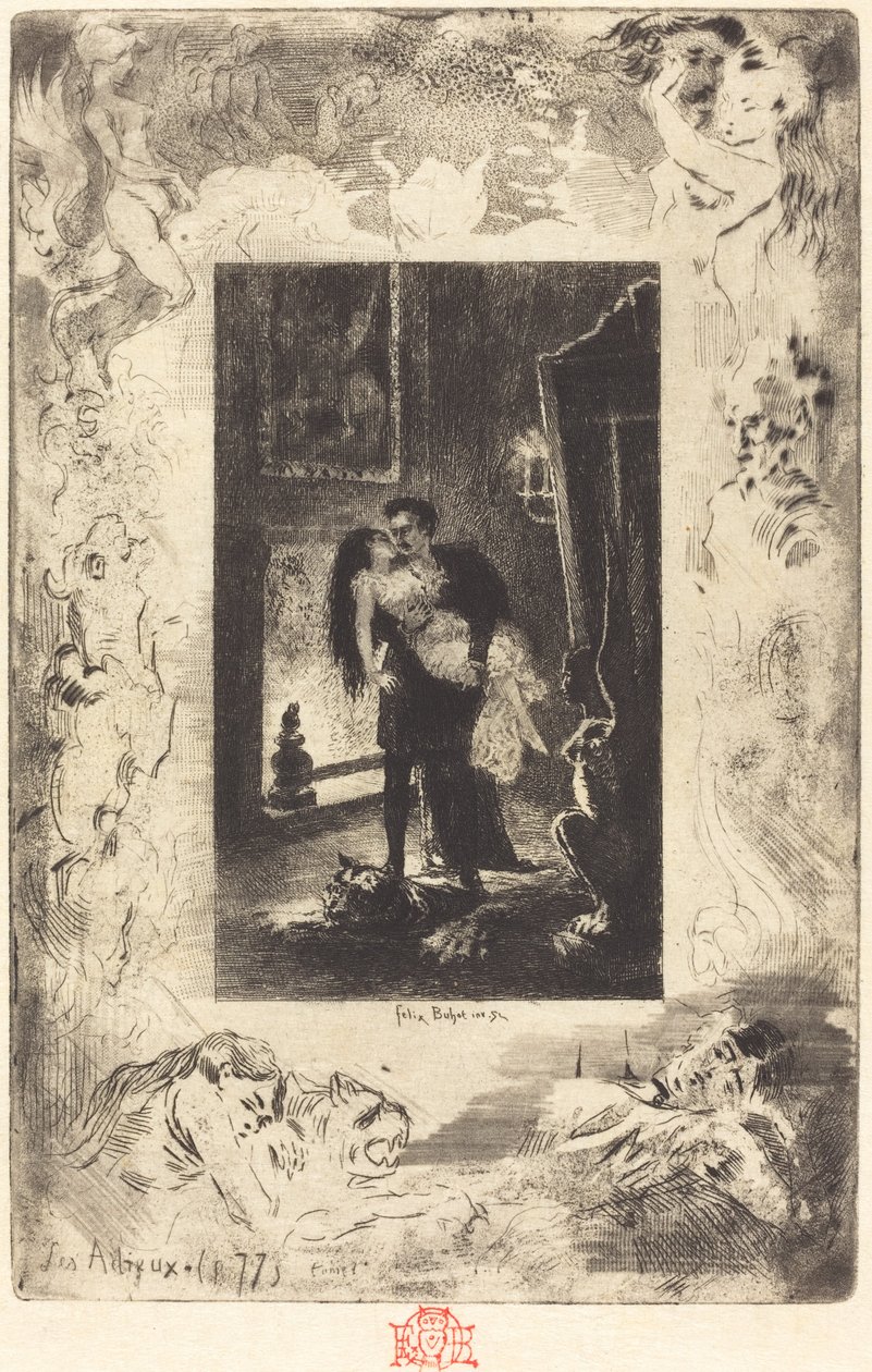 Het Afscheid (Les Adieux) door Felix Hilaire Buhot