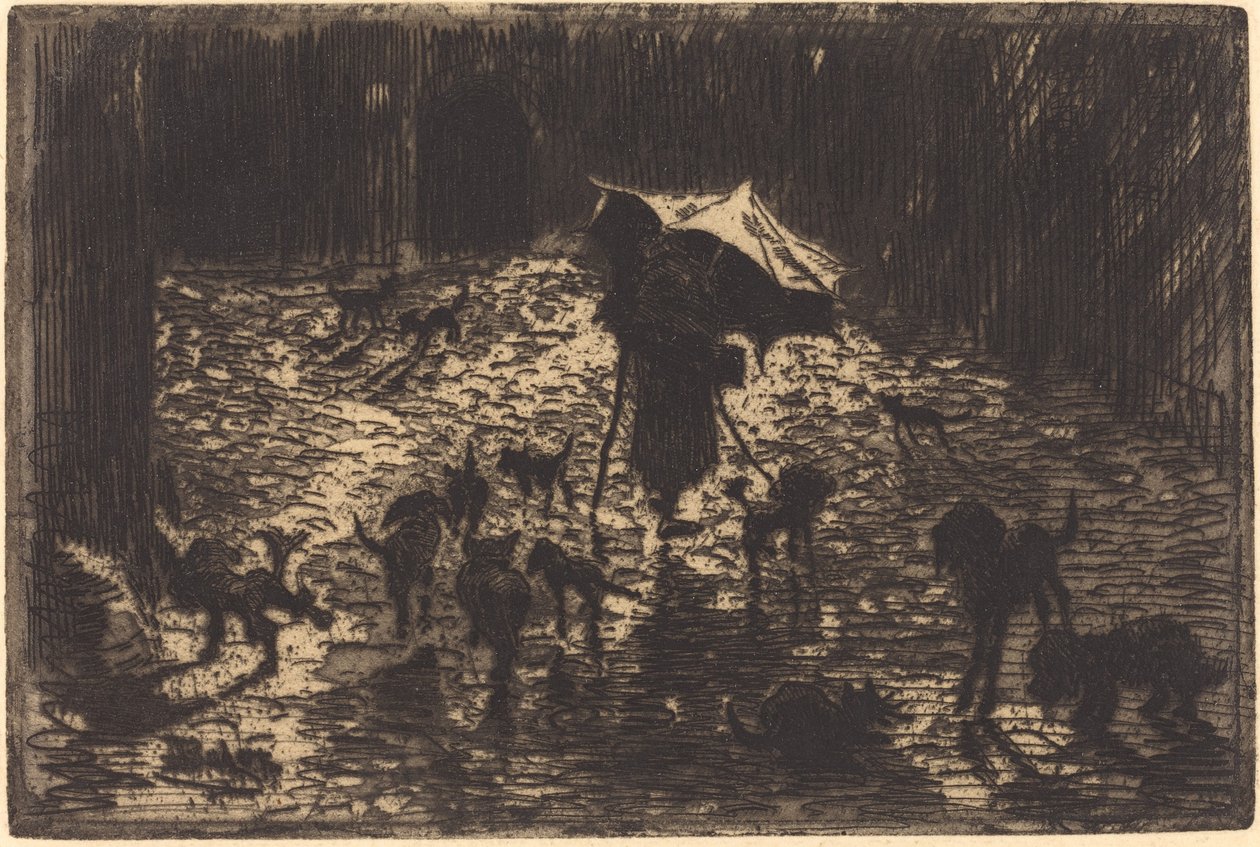 De Nachtbrakers (Les Noctambules) door Felix Hilaire Buhot