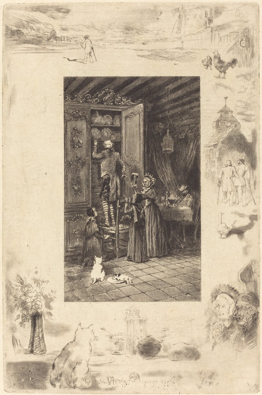 Les Vieux, ca. 1885 door Felix Hilaire Buhot