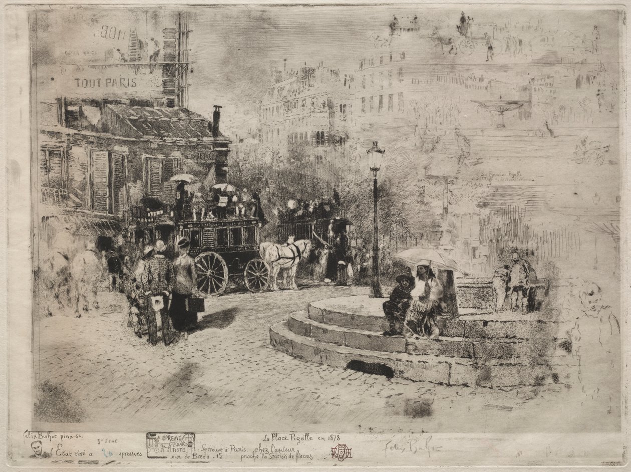 Place Pigalle in 1878 door Felix Hilaire Buhot