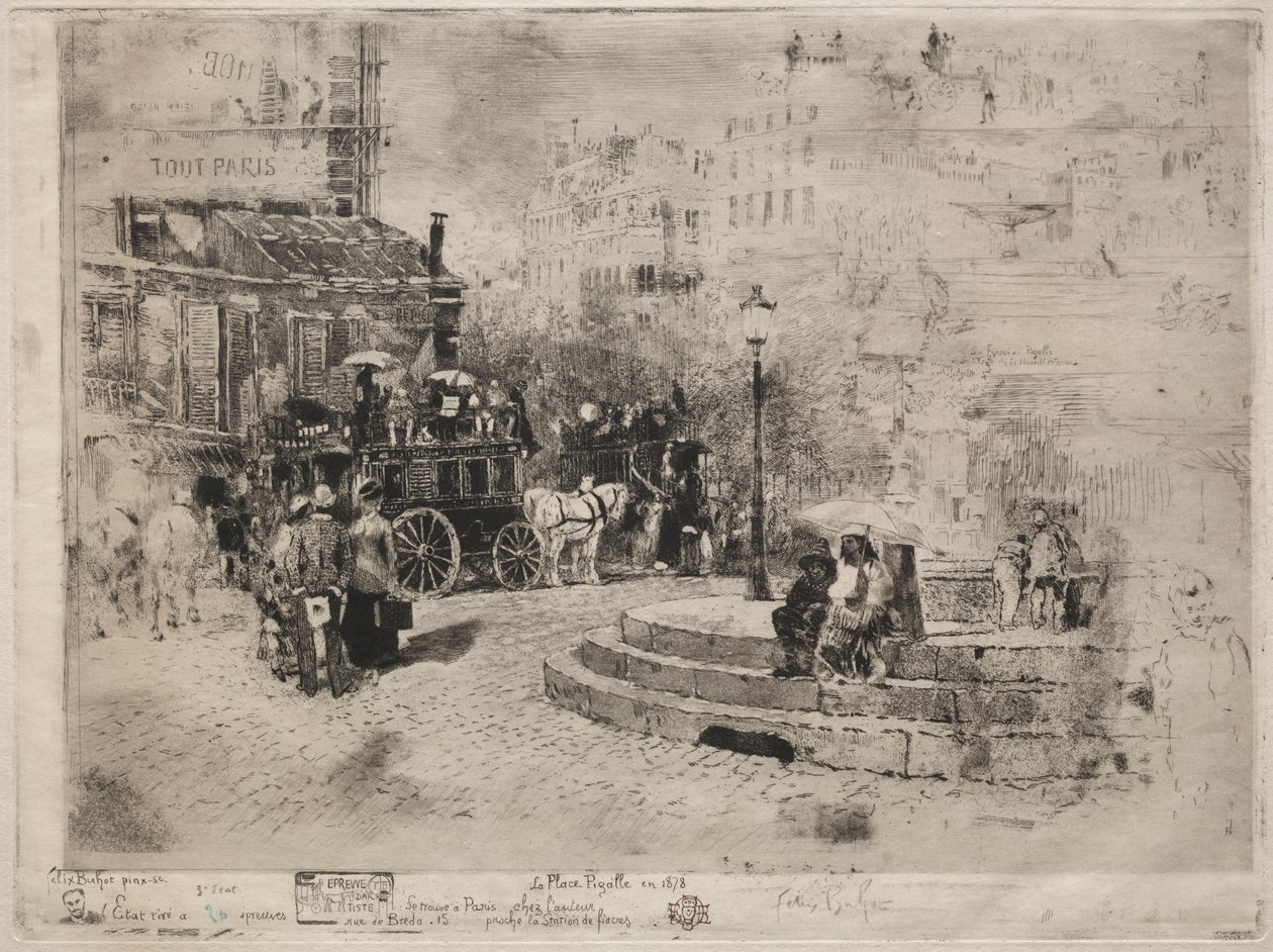 Place Pigalle in 1878, 1878 door Felix Hilaire Buhot