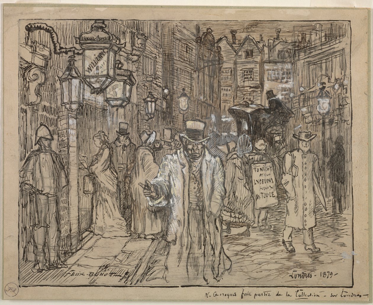 Straatscène in Londen door Felix Hilaire Buhot