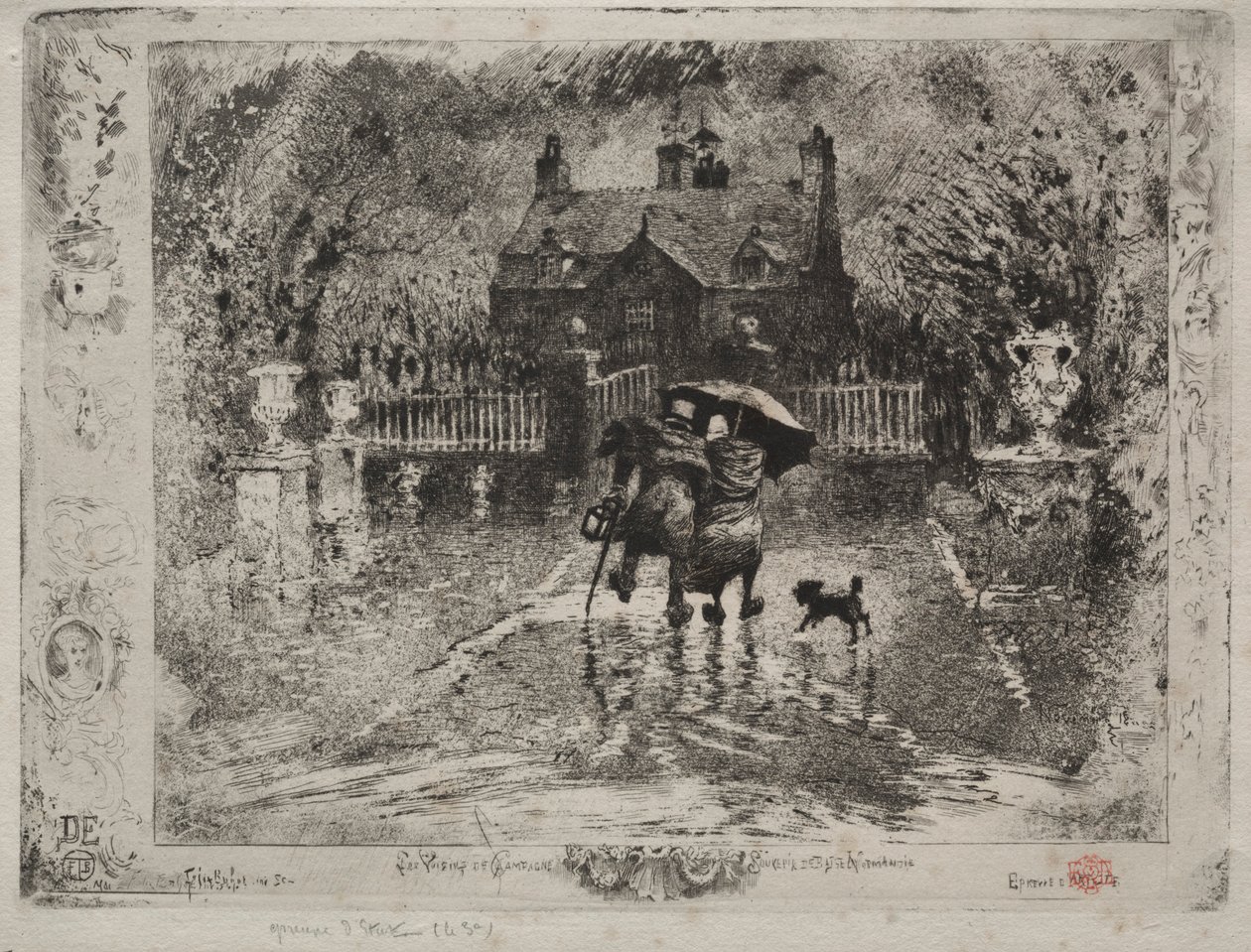 De dorpsburen, 1879-1880 door Felix Hilaire Buhot