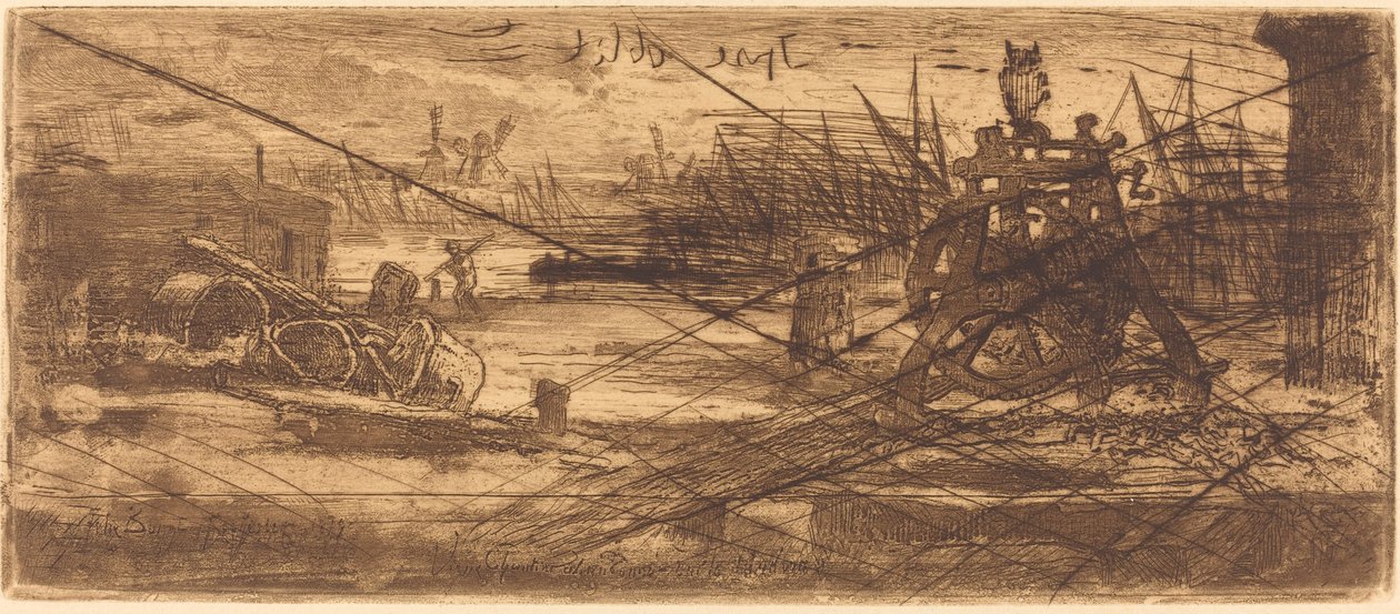 Een oude werf in Rochester door Felix Hilaire Buhot