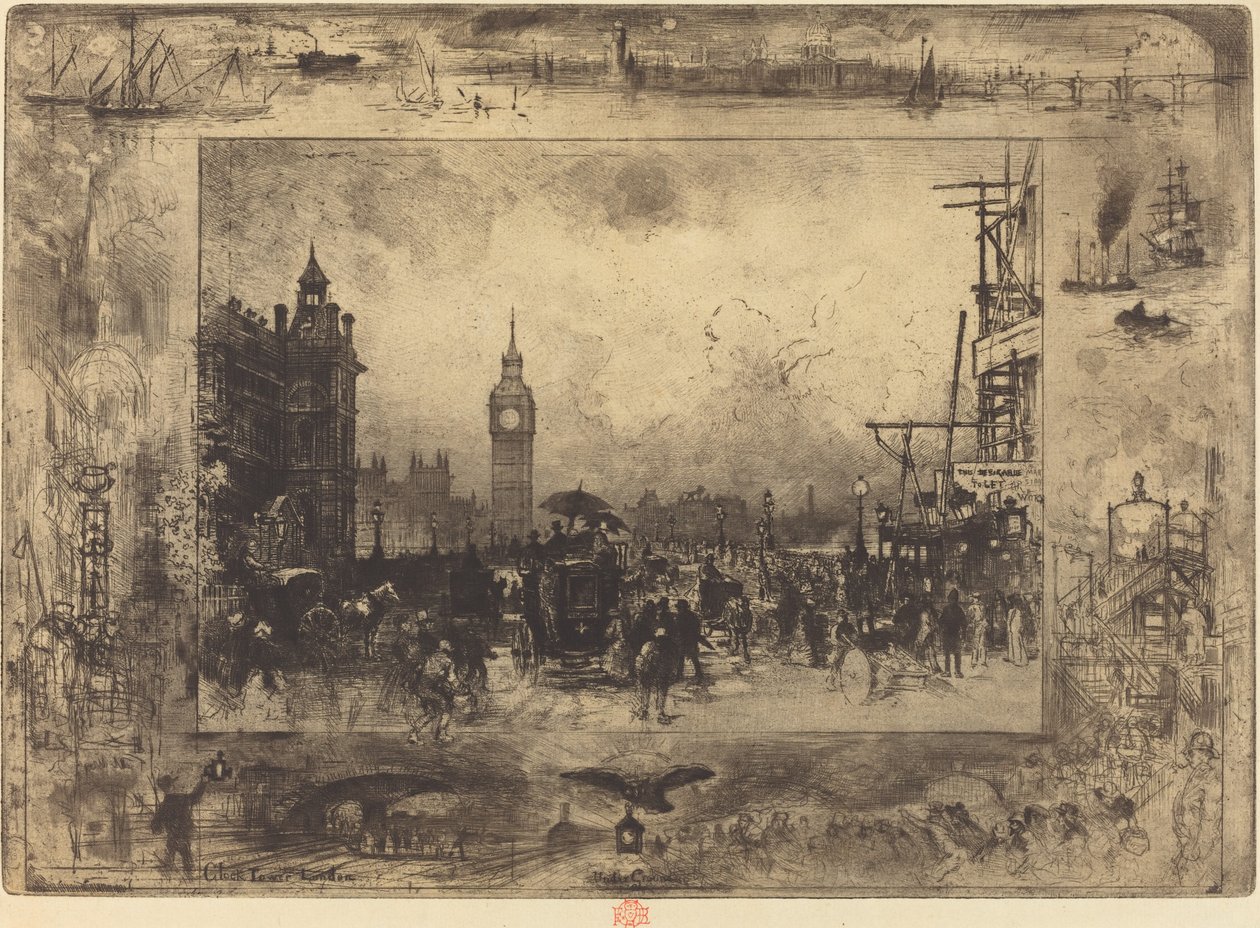 Westminster Bridge, 1884 door Felix Hilaire Buhot