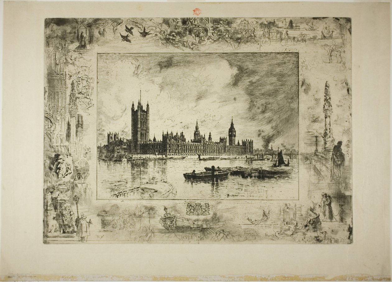 Paleis van Westminster door Felix Hilaire Buhot