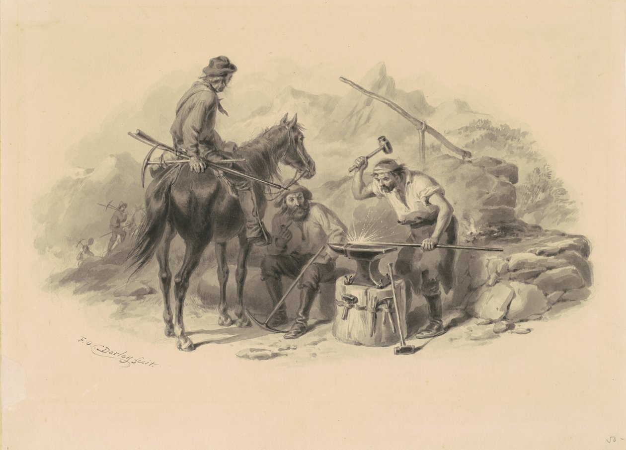 Smid in de goudvelden door Felix Octavius Carr Darley