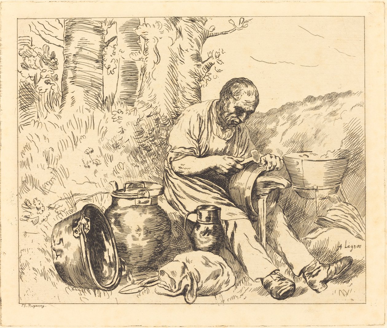 De tinker door Felix Régamey after Alphonse Legros