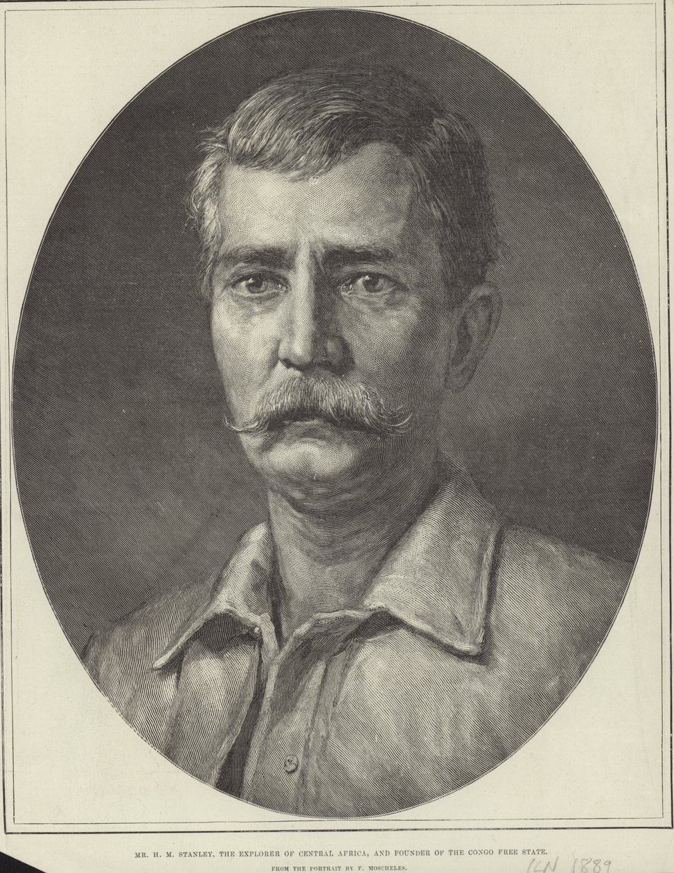 Henry Morton Stanley (gravure) door Felix Stone (after) Moscheles