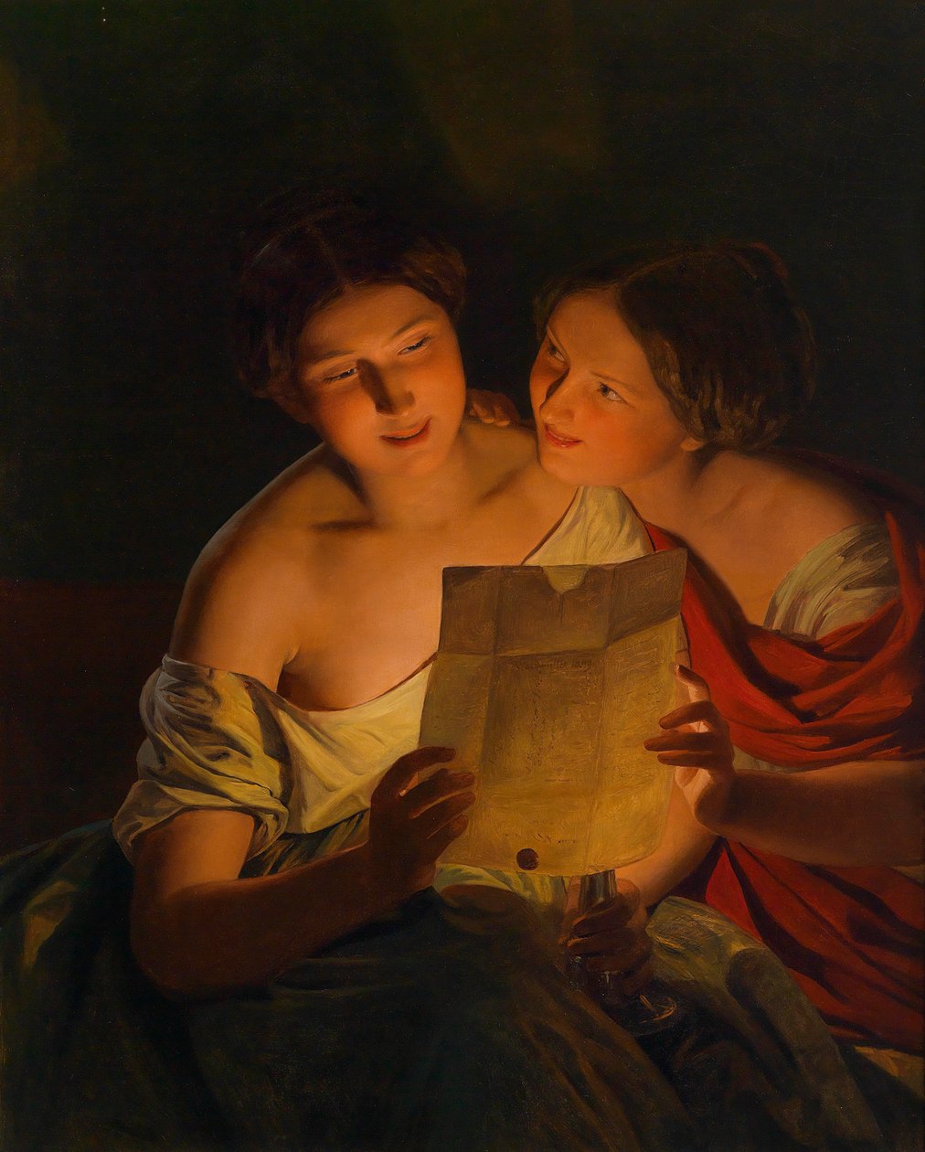 De liefdesbrief door Ferdinand Georg Waldmüller  