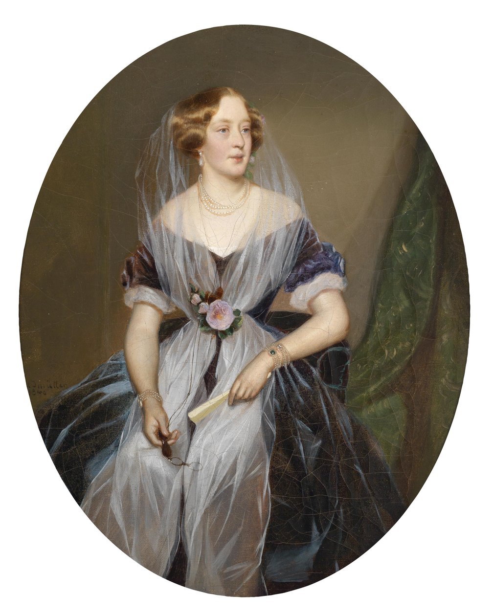 Portret van een adellijke dame door Ferdinand Georg Waldmuller